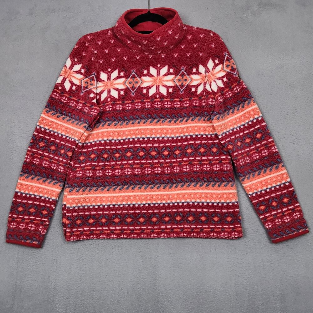 Vintage L.L. Bean Red and White Cowl Neck Sweater